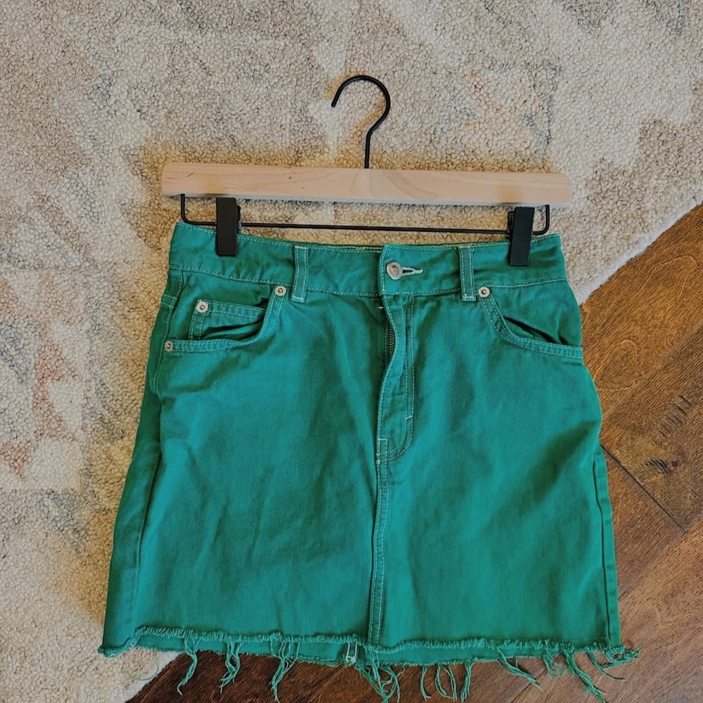 Green Denim Skirt